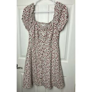 Bailey Blue White Red Floral Cottage Smocked Bodice Women FitFlare Dress Size XL